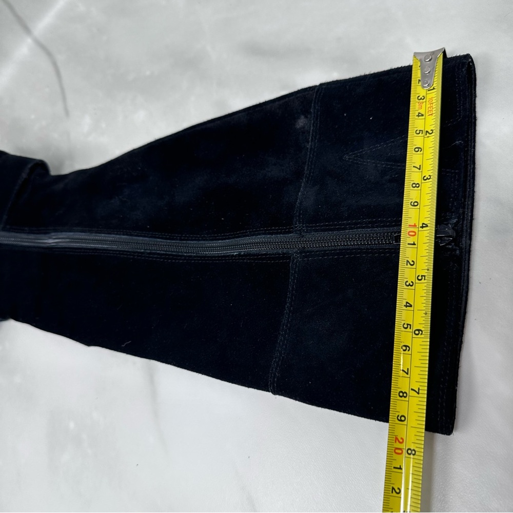 Steve Madden Ballott Black Suede Knee High Boots Almond Toe Size 9 - Picture 11 of 14